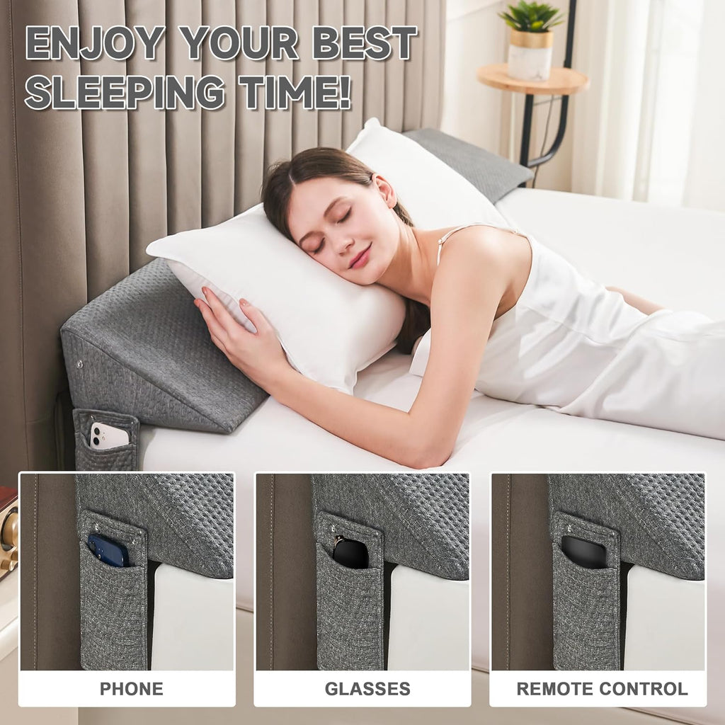 Gap Filler Wedge Pillow | Adjustable Height, Compact Design & Ideal for Twin, Queen, King Beds and Sofas