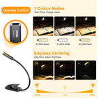 Buy 9 LED USB rechargeable reading lamp for reading in bed - eye-friendly, stepless dimmable | Small lightweight clip-on reading lamp
