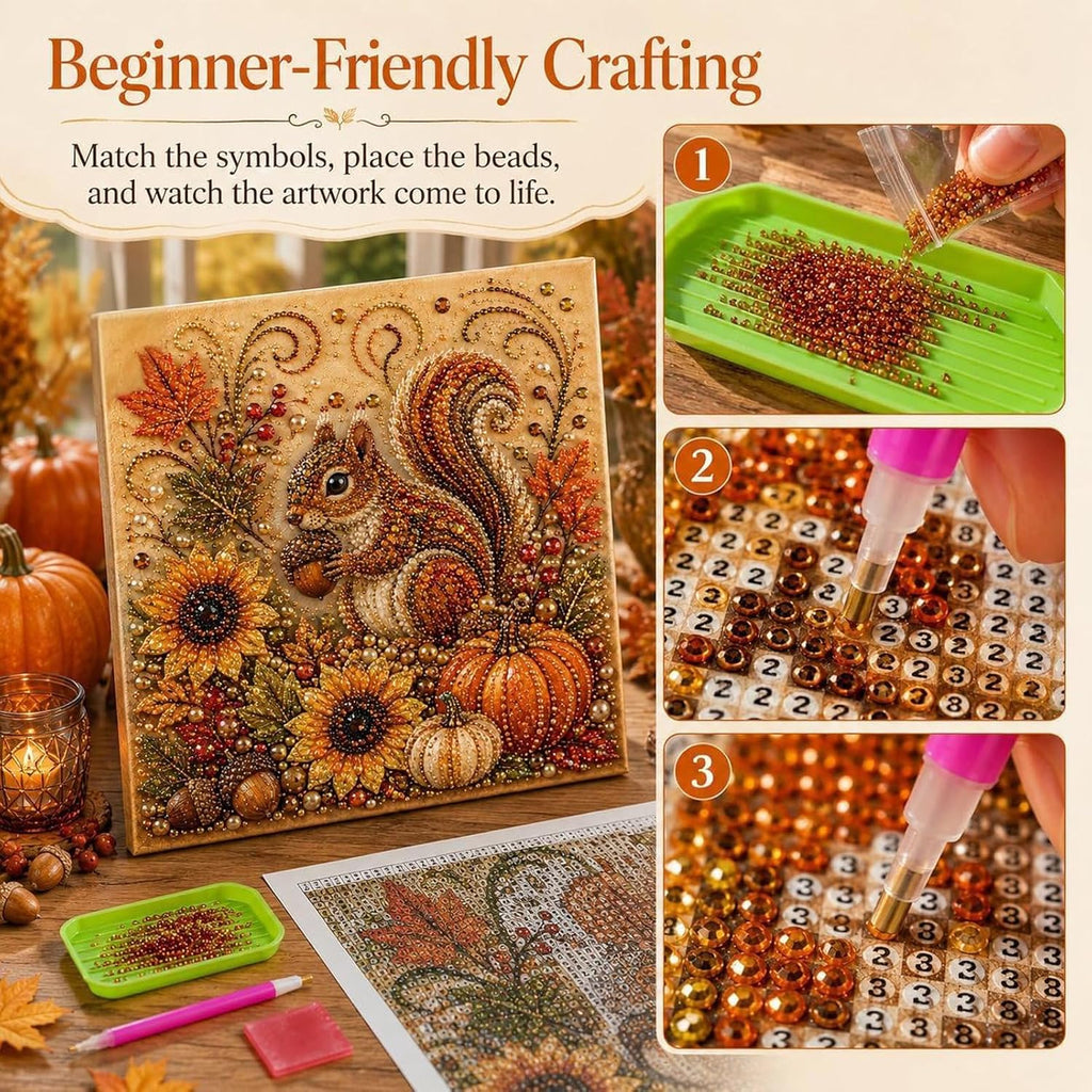 Autumn Pearl Painting Kit, Cute Pearl Painting Crafts for Adults