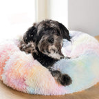 Beef Rainbow Extra Plush Calming Donut Dog Beds