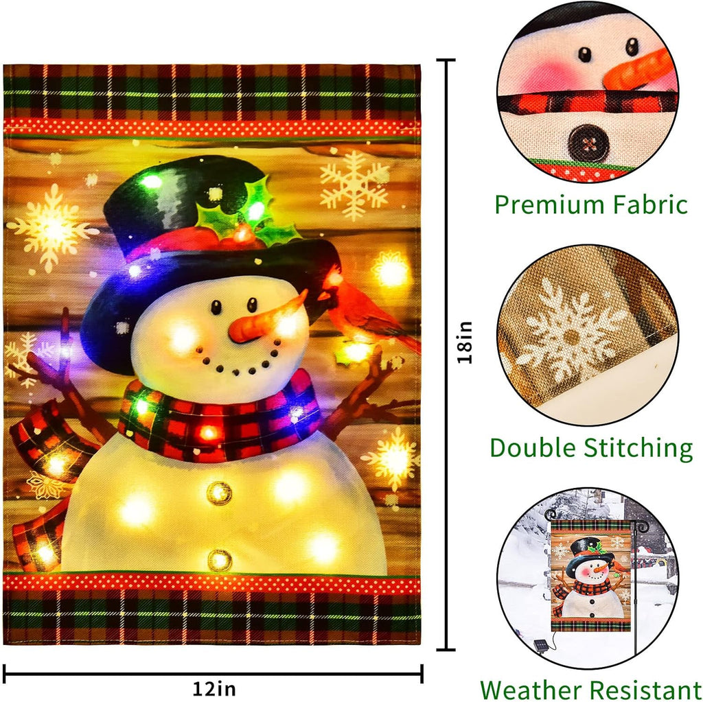 Illuminated Snowman Garden Flag - FrostyFlag