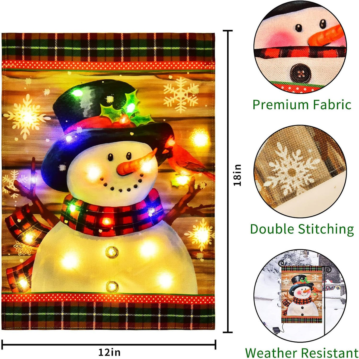 Illuminated Snowman Garden Flag - FrostyFlag