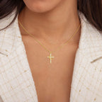 Elegant 18K Gold Cubic Zirconia Cross Necklace