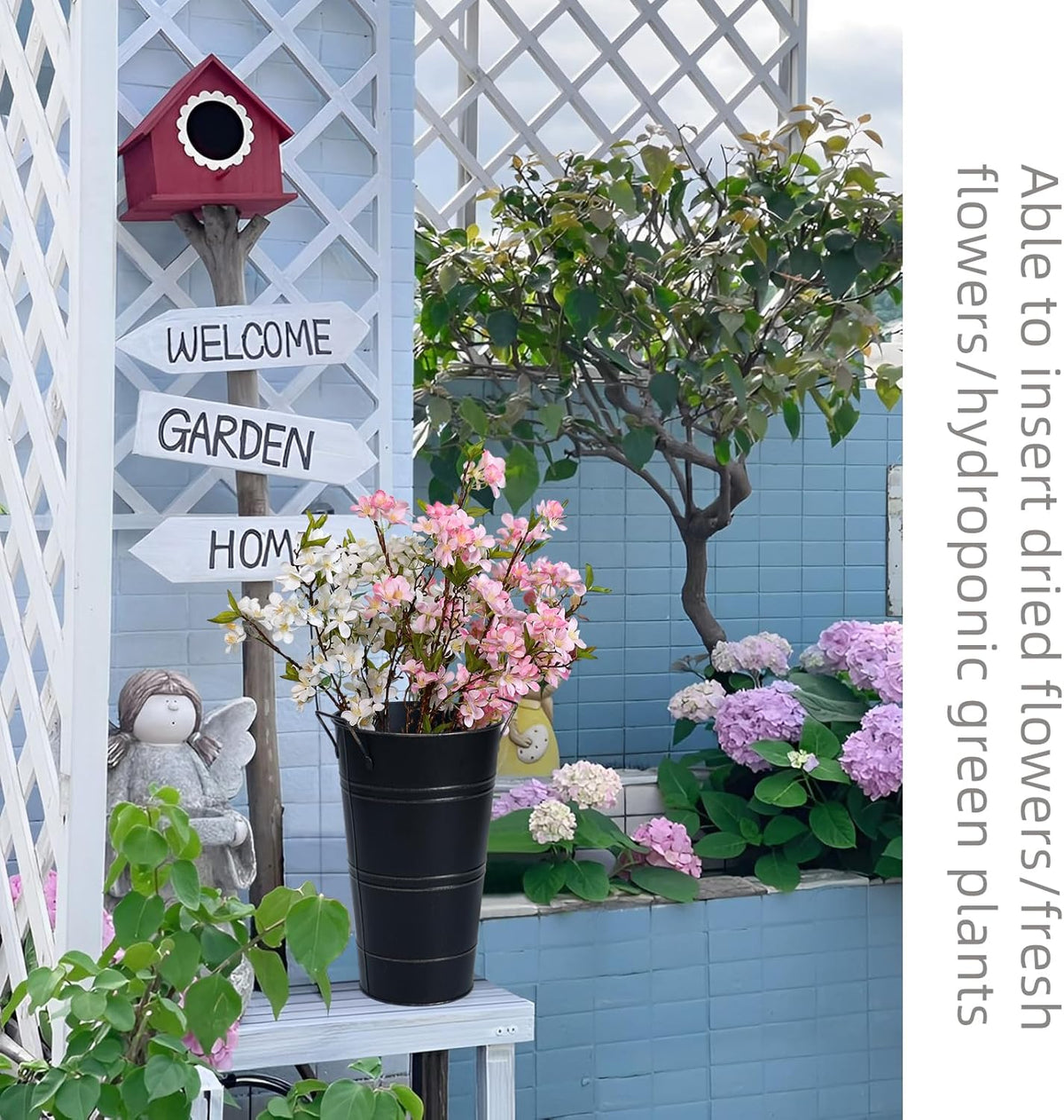 Retro Iron Flower Bucket with Handles – Decorative Metal Flower Pot for Home