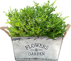 Decorative flower and garden container made of metal with hemp rope handles