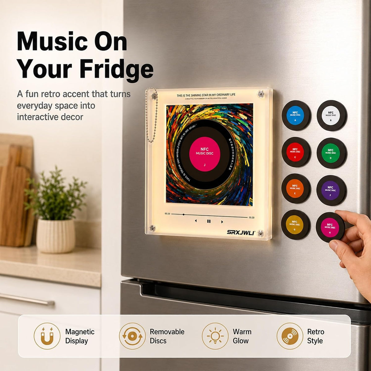Magnetic Jukebox Fridge Music Magnet Player Record for Refrigerator Magnets Mini Vinyl Box