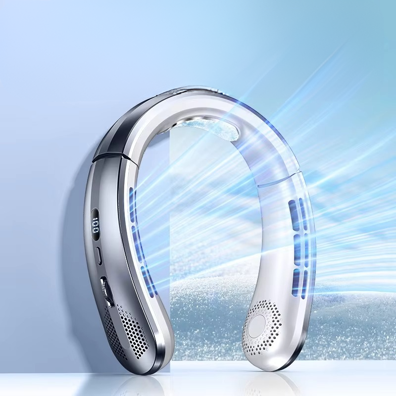 Portable Neck Air Conditioner Cooling Fan Rechargeable Leafless Personal Wearable