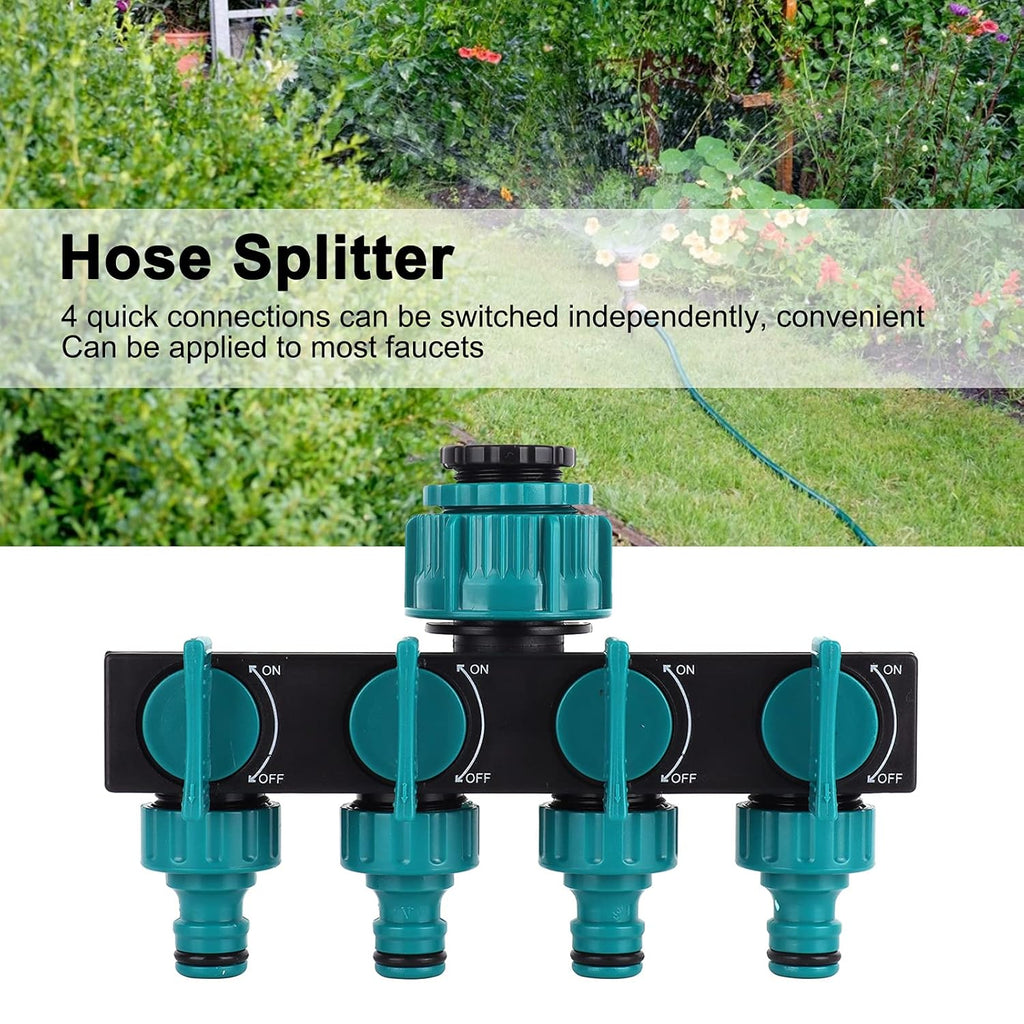 Universal 4-way garden hose splitter – Adjustable faucet splitter