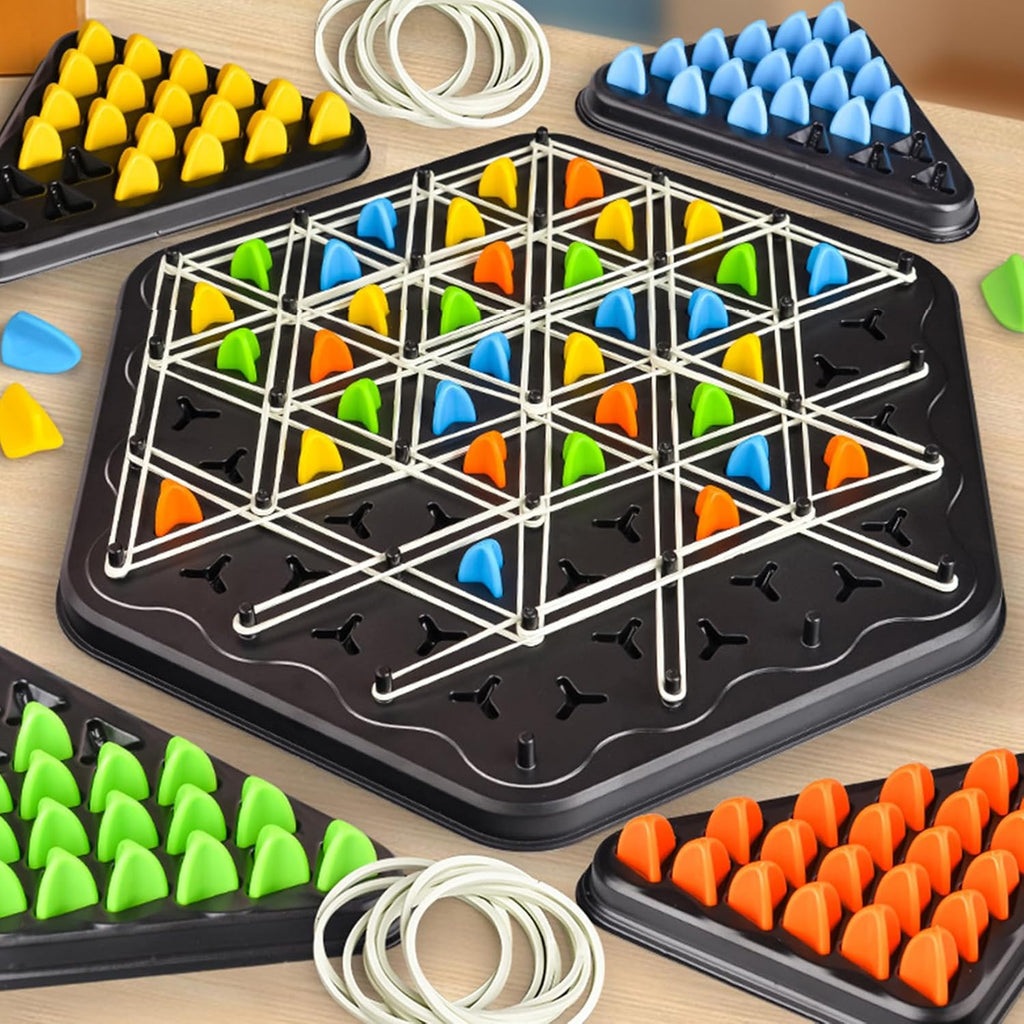 Rubber band chess thinking game