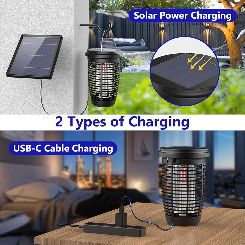 Solar Bug Zapper 2-in-1 Mosquito Killer Lamp – 4500V Indoor & Outdoor Fly Trap