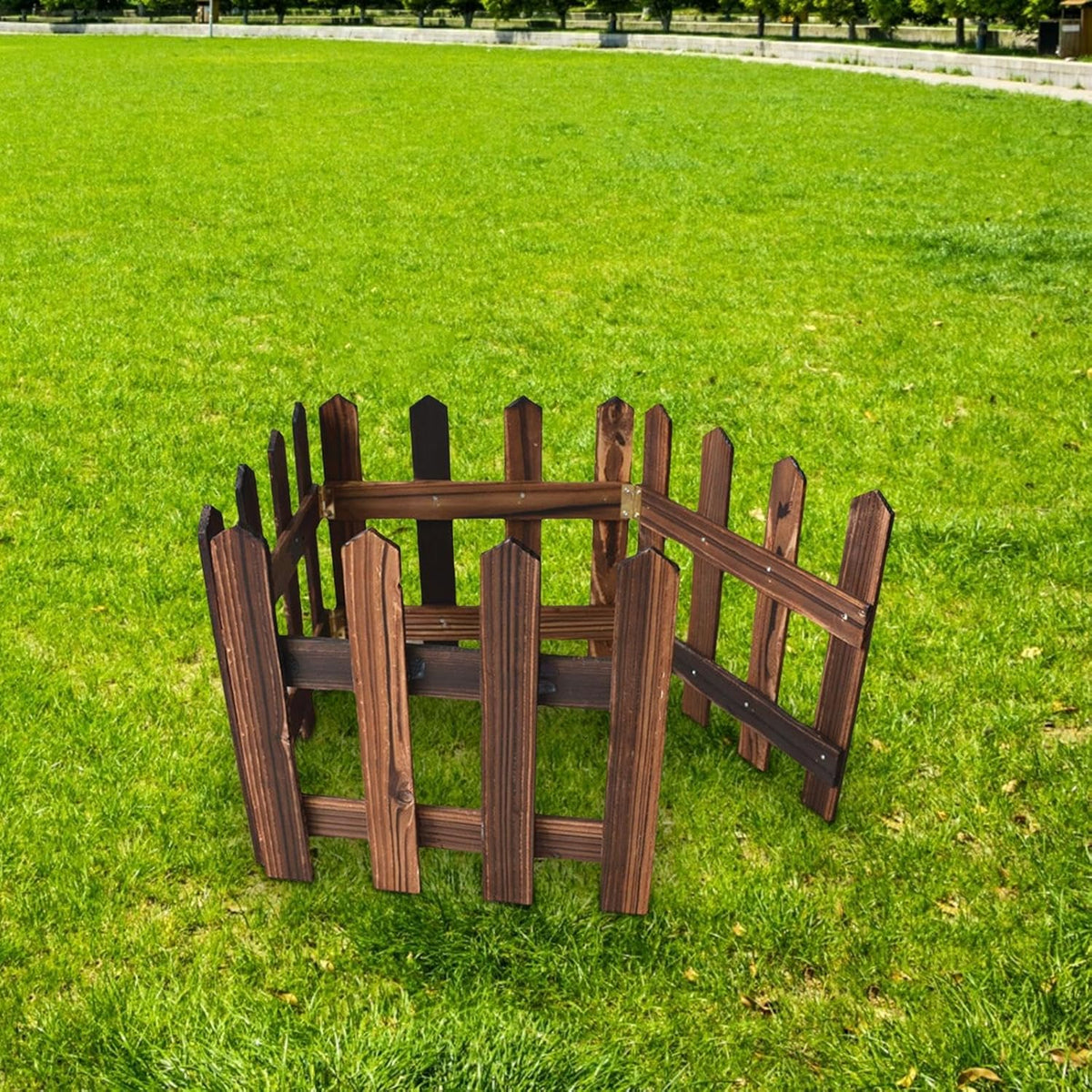 Decorative wooden garden fence for flower beds and outdoor areas