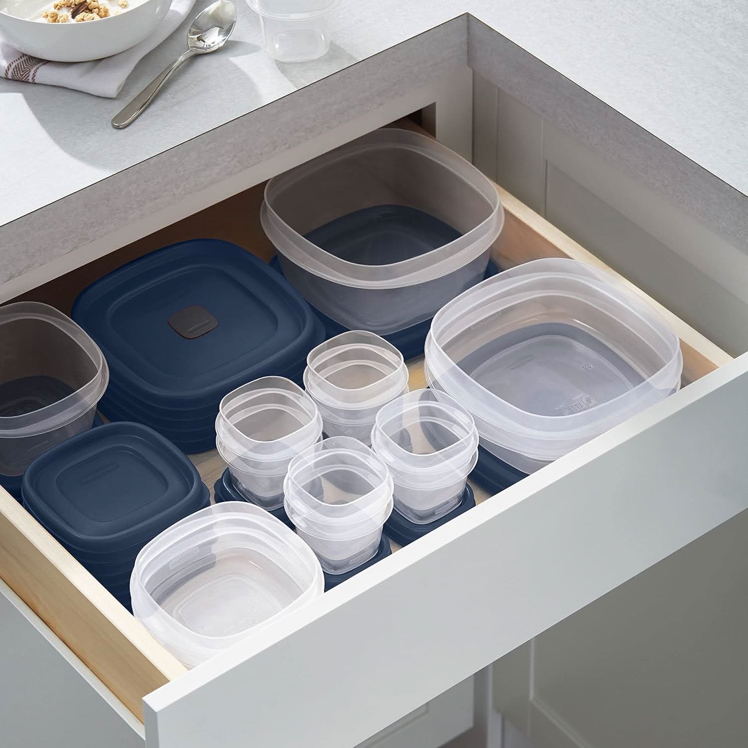 Stackable storage boxes for freshness, organization & space-saving kitchen