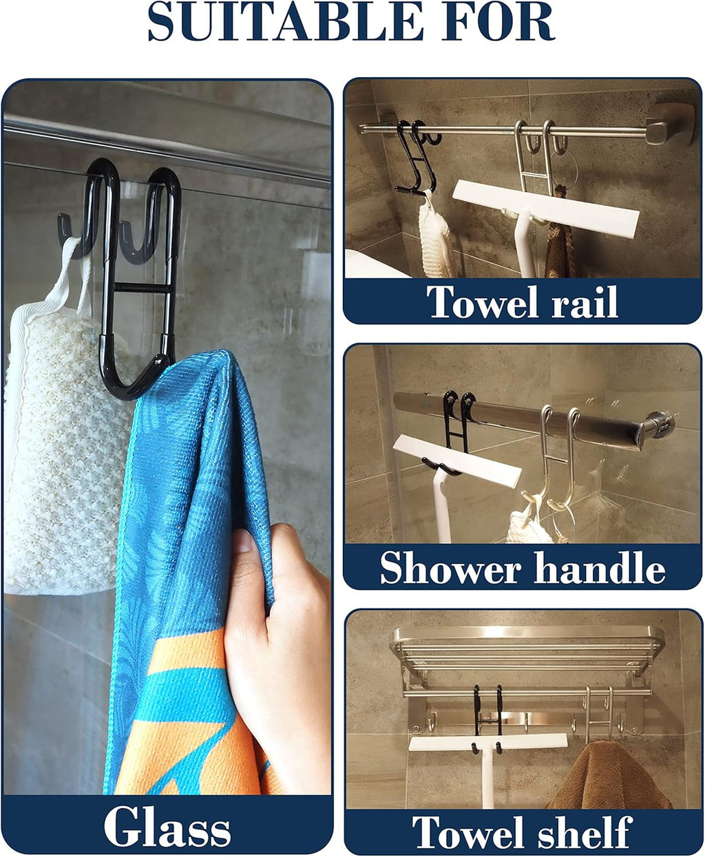 Rust-resistant door-mounted shower hook – Strong multifunctional hanging hook