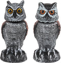 Realistic 2-Pack Owl Decoy with Rotating Head – Outdoor Bird & Pest Repellent