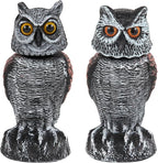 Realistic 2-Pack Owl Decoy with Rotating Head – Outdoor Bird & Pest Repellent
