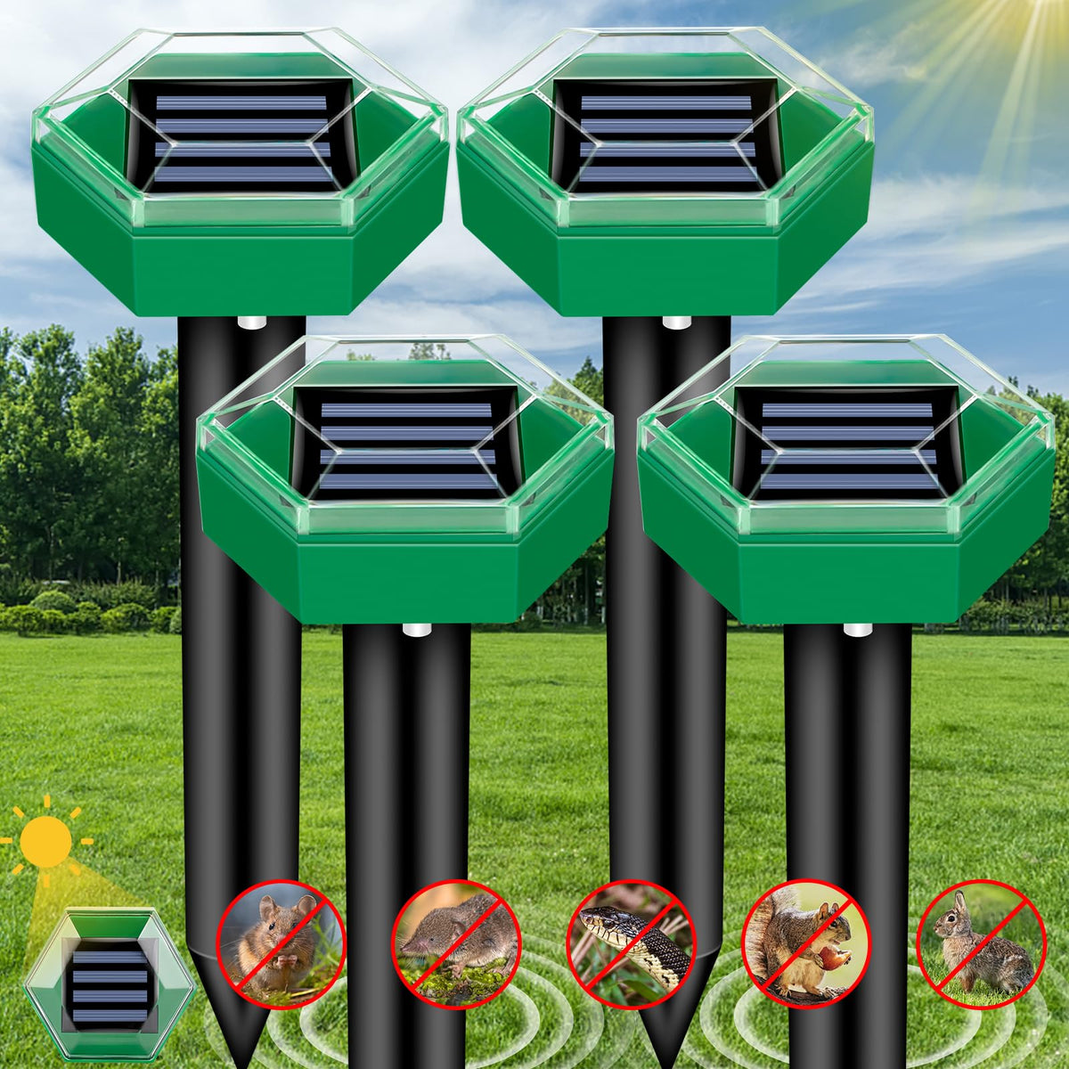 Ultrasonic Mole Repellent 4 Pack