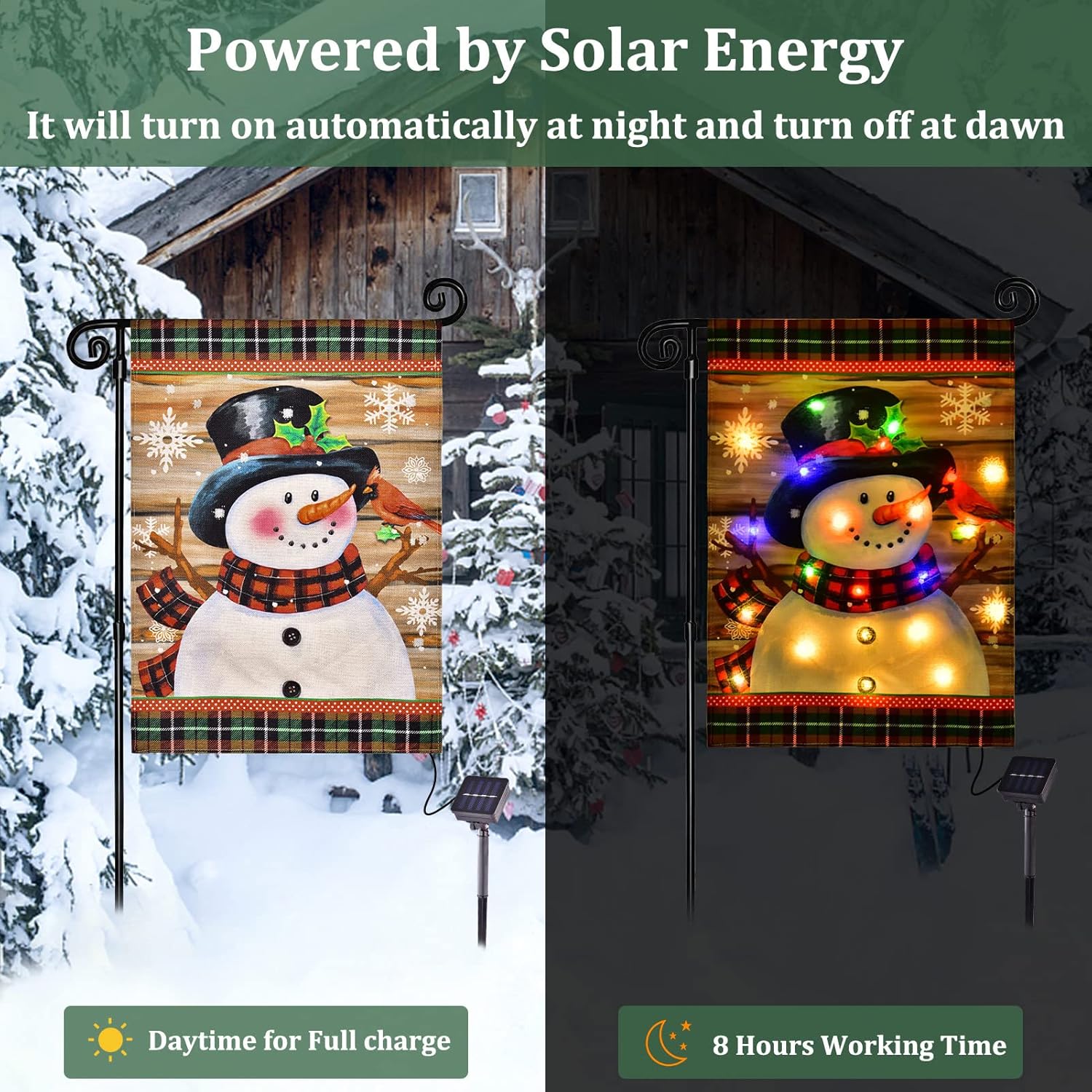 Illuminated Snowman Garden Flag - FrostyFlag