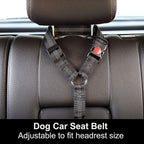 Adjustable Reflective 2-in-1 Dog Car Seatbelt Tether with Headrest Restraint
