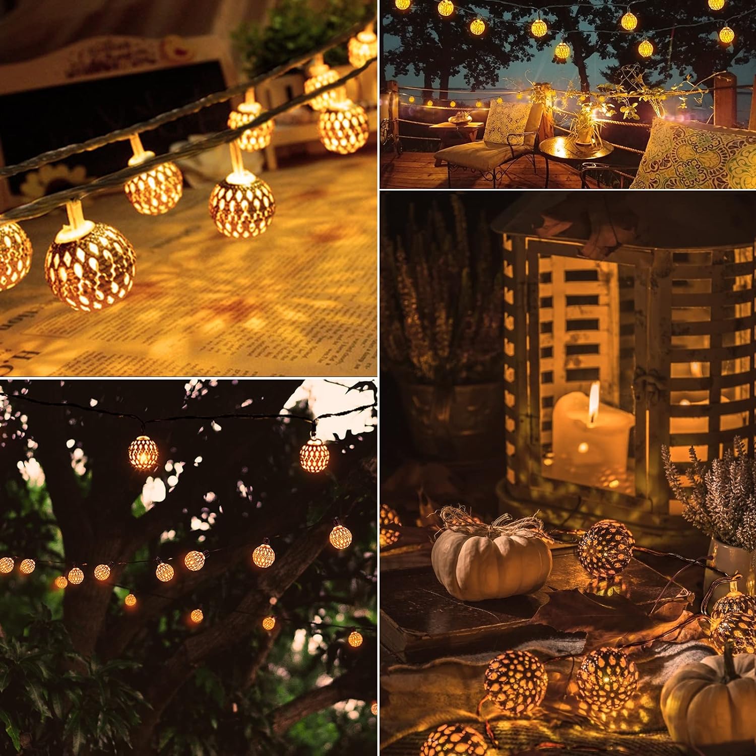 Moroccan waterproof solar fairy lights, l 12 meters, 100 LED bulbs, l 8