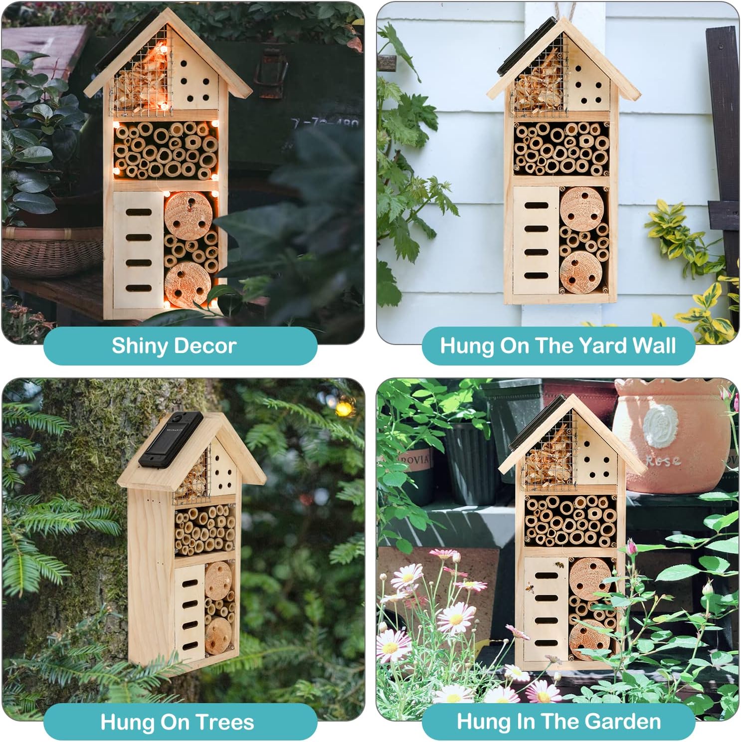 Insect house made of wood – Bee and insect friendly habitat for garden and terrace