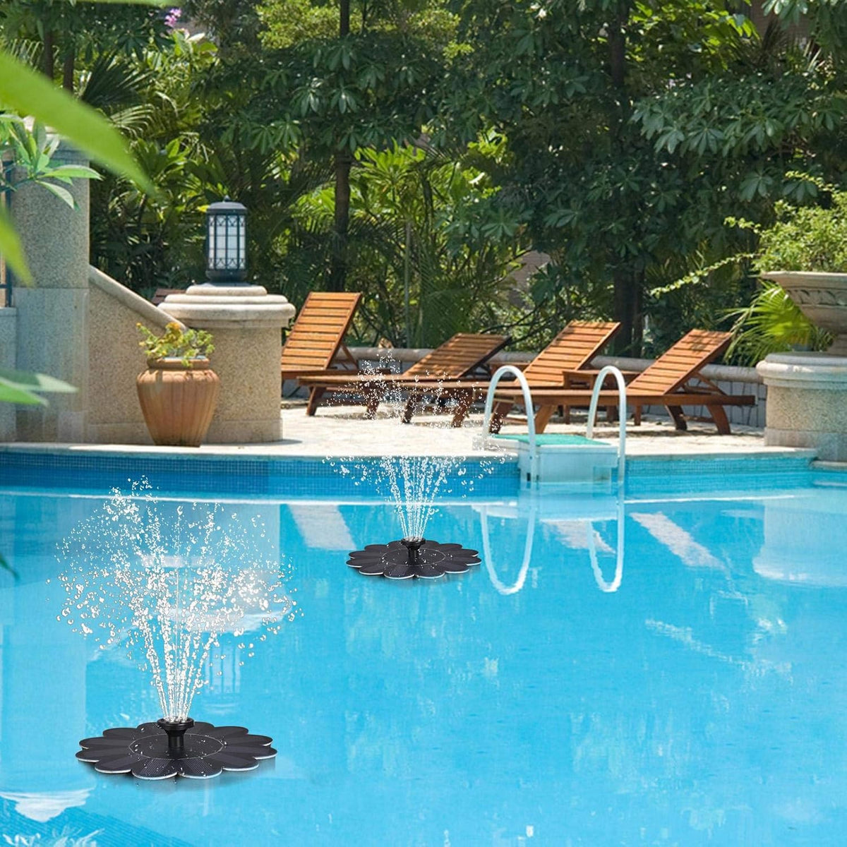 Solar-powered fountain for the garden – Flower design water feature for ponds and pools
