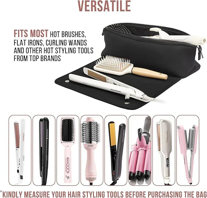 2-in-1 hair tool travel bag & heat-resistant mat