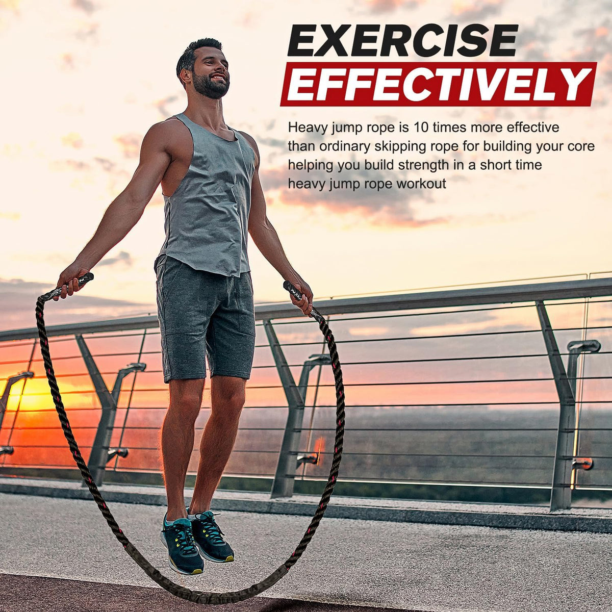 PowerJump Adjustable Weighted Skipping Rope – Heavy Training Rope
