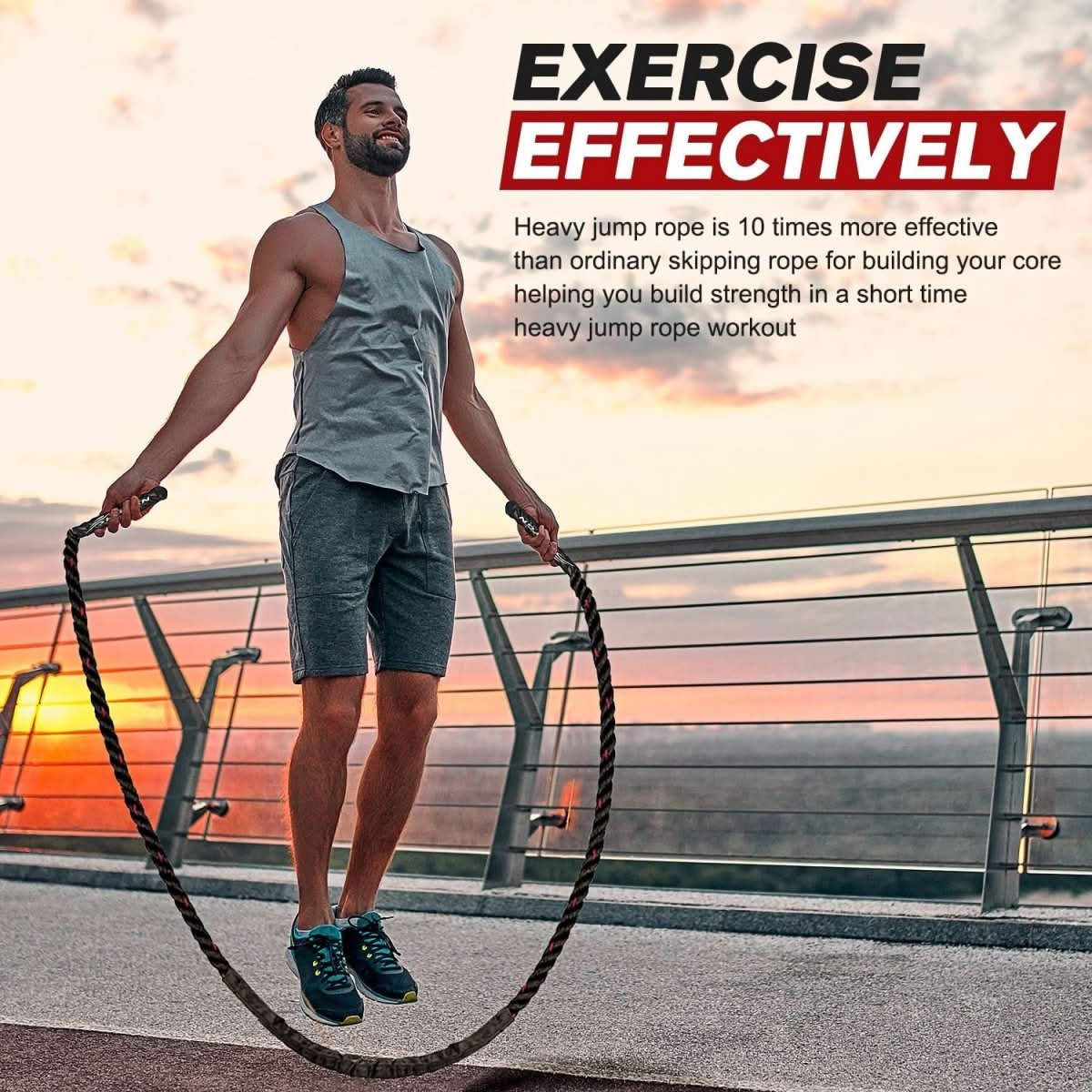 Adjustable weight jump rope for cardio & strength training