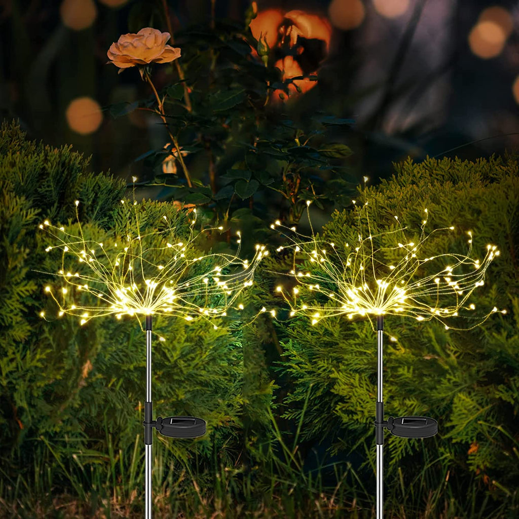 4 Piece Solar Firework Garden Lights - Weatherproof LED Decorative Lighting, Solar Energy for Garden and Patio
