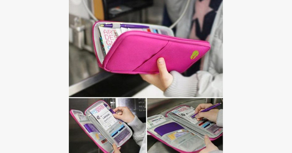 Travel wallet with zipper - Classic design - Multicolor - Separate compartments for business cards