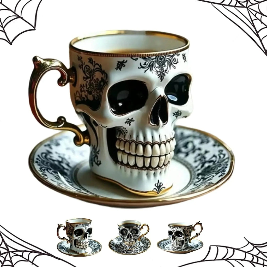 Gothic Skull Decorative Mug Noctura – Artistic Hand-Painted Skull Decoration