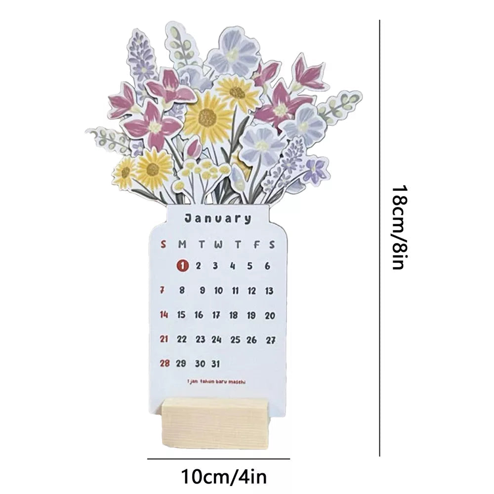 2025 Bloomy Flowers Desk Calendar Decorative & Functional Planner