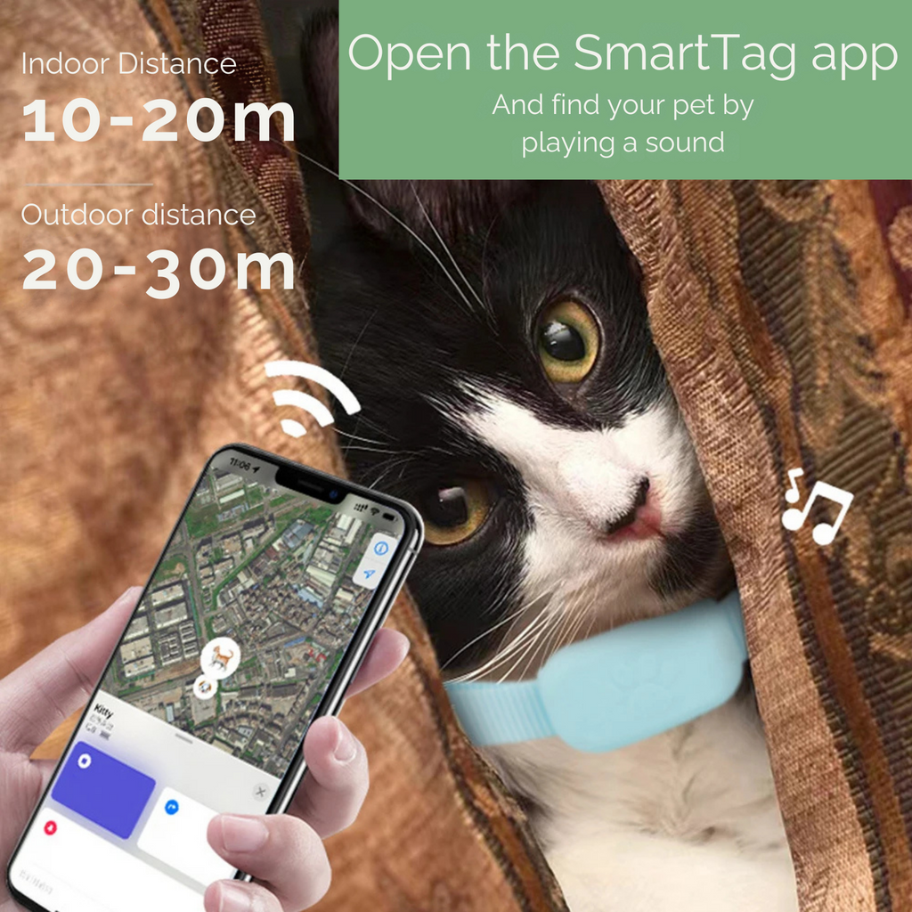 AnimalTracker Mini – Smart Dog and Cat Bluetooth Collar Tracker