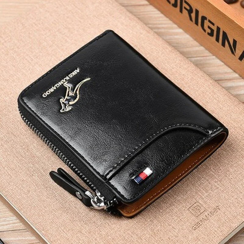 Men's multifunctional RFID-blocking, waterproof and durable PU leather wallet for men