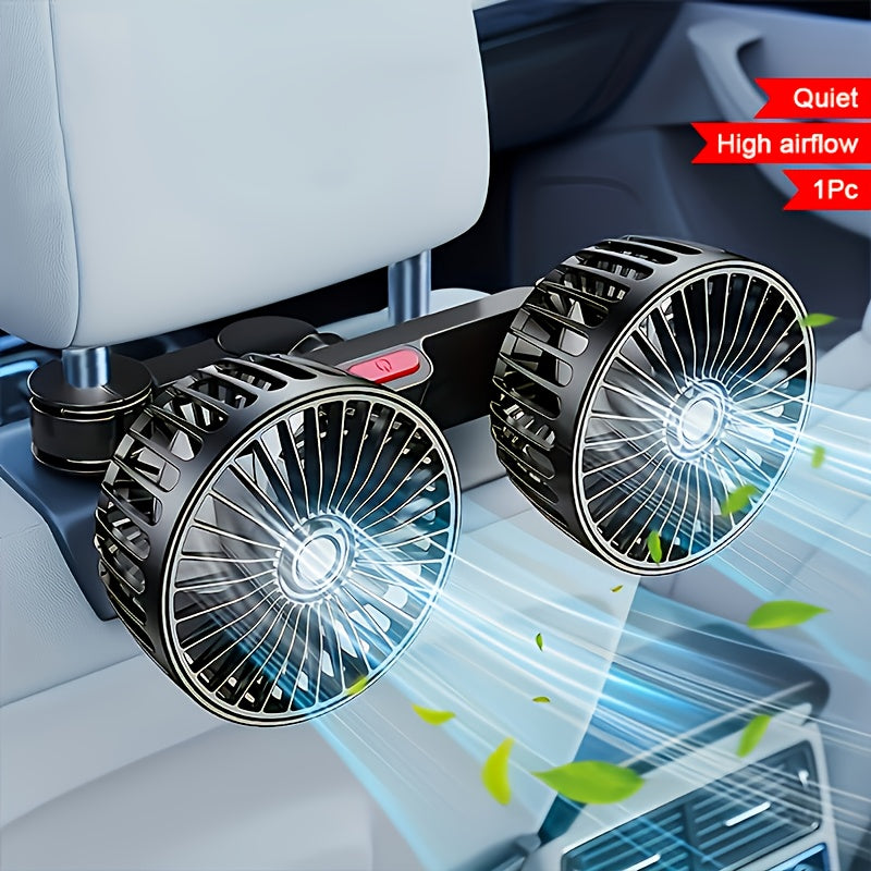 Double Fan AirTrek Duo | 360° rotatable | Ultra-quiet & Compact | USB Car Fan with 5 Blades