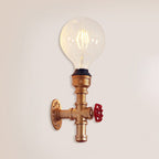 Metallic Pipe Wall Light Industrial 1 Bulb Farmhouse Wall Lamp with Raw Valve in White/Red, 1/5-Pack