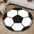 Round football rug with non-slip bottom – Sporty rug for children's room & living room