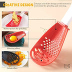 Multifunctional kitchen spoon for mashing and straining