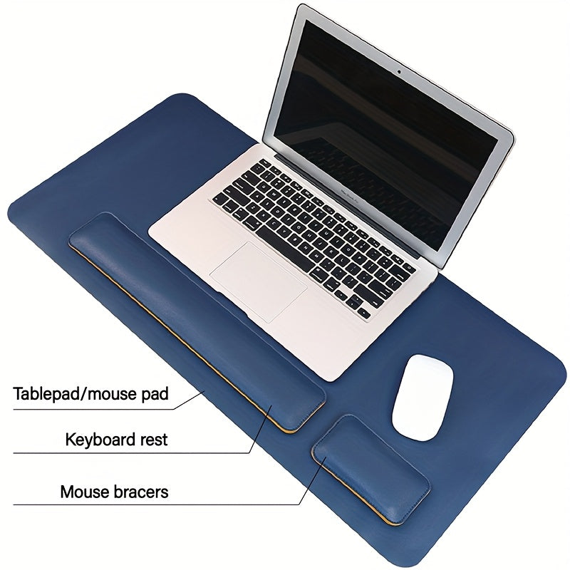 Three-Piece Desk Set made of PU Leather - With Pad and Wrist Supports