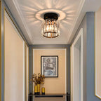 Modern Crystal Ceiling Light with Gold and Black Accents – Stylish Lighting for Your Home