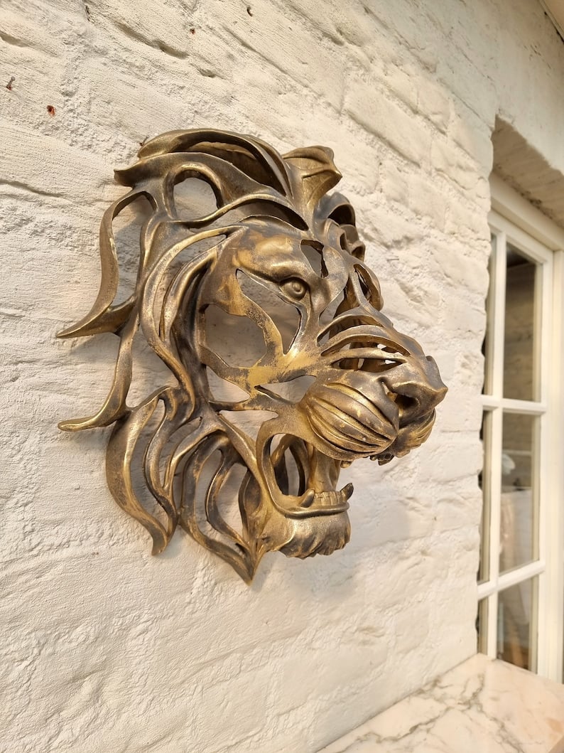Rare Find-Large Lion Head Wall Mounted Art Sculpture