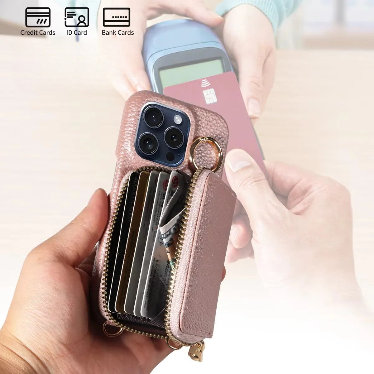 Premium Leather Multi-Function iPhone Case with Anti-Degaussing Protection