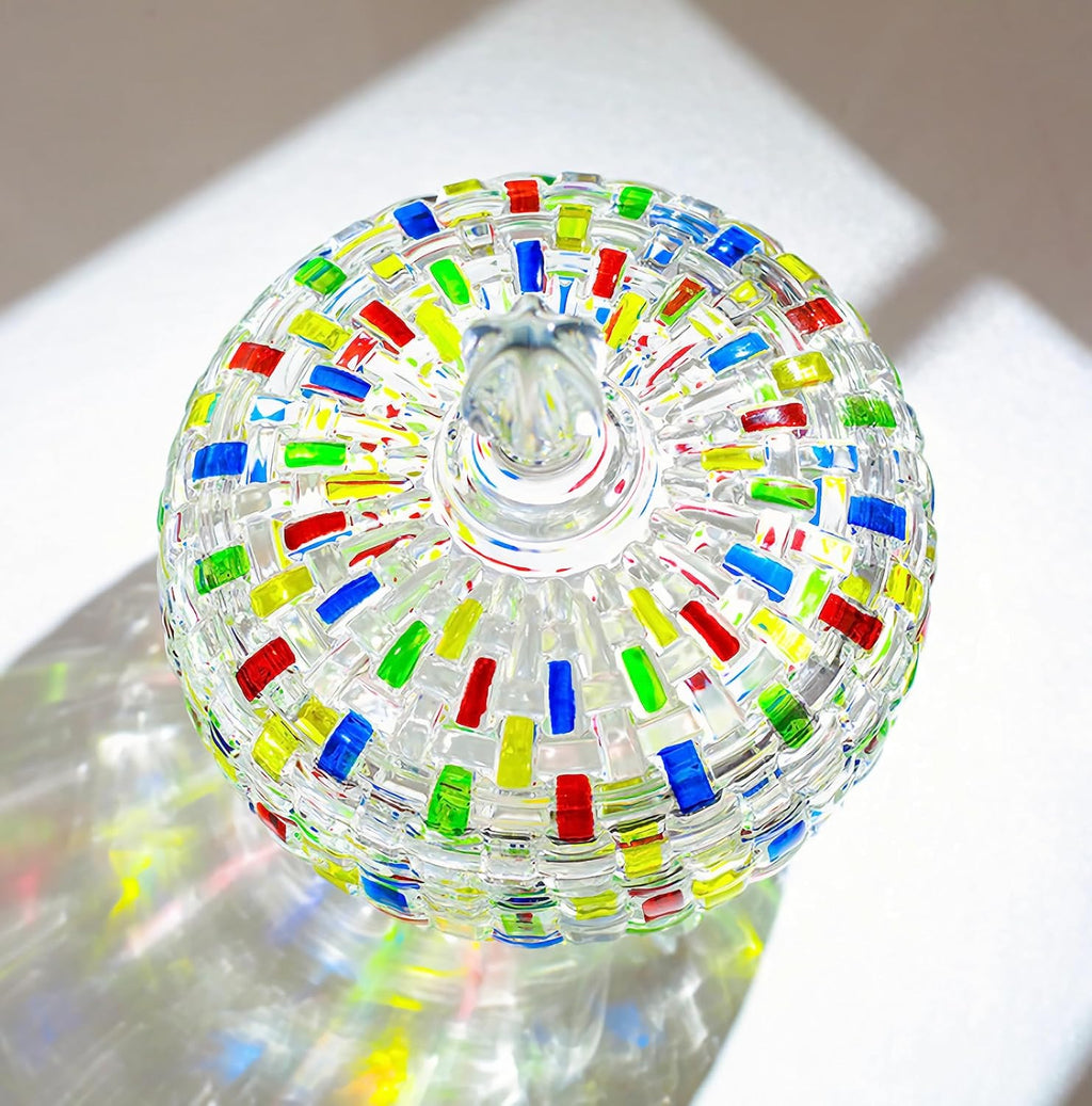 Glass jar for candies – colorful patterns adding charm to any space