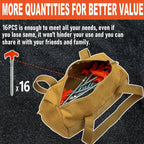 Tent Stakes with Drill Tip | Heavy-Duty Steel Screw-In Pegs | 16-Pack Camping Anchors 8"