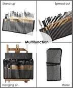 Professional Art Brushes with Natural Wood Handles Set of 24