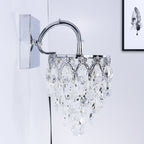 Polished Chrome LED Wall Light Modern Crystal Hanging Wall Light with Curved Arm