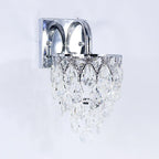Polished Chrome LED Wall Light Modern Crystal Hanging Wall Light with Curved Arm