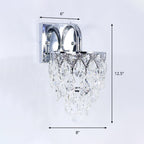Polished Chrome LED Wall Light Modern Crystal Hanging Wall Light with Curved Arm