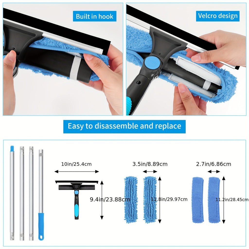 Crystal Clear Window Cleaner – Professional 2-in-1 Telescopic Window and Glass Cleaning System