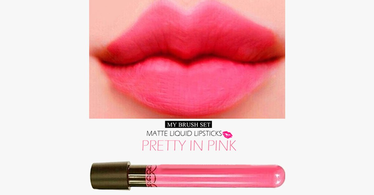 Lipstick in Pretty Pink - Waterproof & Matte Liquid - Easy & Durable - Lasts Up To 8 Hours - Gives A Better Look!